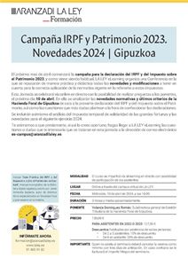 Campaña IRPF y Patrimonio 2023.Novedades 2024-Gipuzkoa