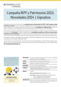 Campaña IRPF y Patrimonio 2023.Novedades 2024-Gipuzkoa