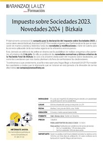 Impuesto sobre Sociedades 2023.Novedades 2024-Bizkaia