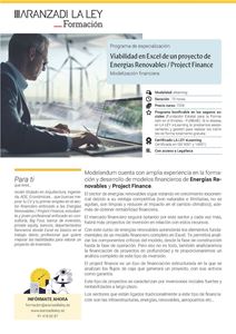 Programa de especialización :Viabilidad en Excel de un proyecto de Energías Renovables-Proyect Finance